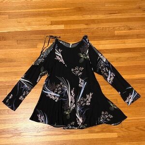 Free People black floral mini dress